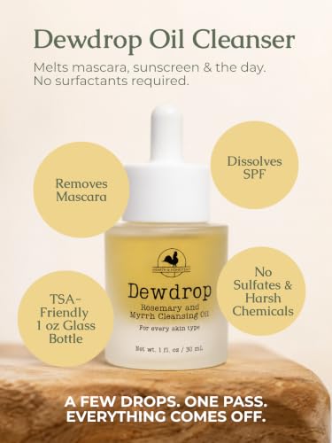 Dewdrop Oil Cleanser - Gentle Makeup & Sunscreen Remover with Chamomile & Pink Grapefruit, 1oz