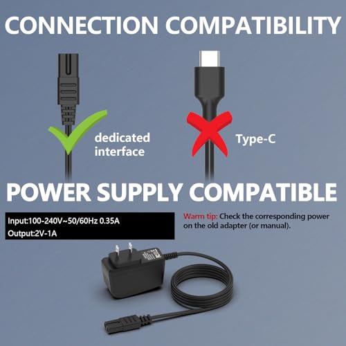 Replacement Charger Compatible with Wahl 5 Star Super Close Shaver 8061-100 8061 8786-1001 8163 97617-100 Wahl Bump-Free Shaver 7060 7339 2V Power Cord Compatible with Wahl ARCO Pet Clipper