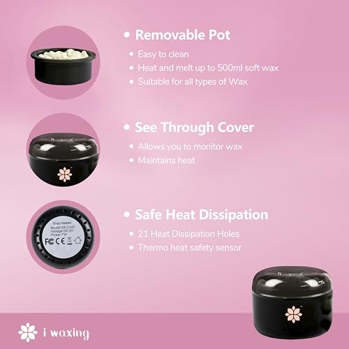 MINI Hot Melt Hard Wax Warmer Kit for Hair Removal with 50g Wax, Underarms, Brazilian Bikini, Facial Body, Underarms, Fast Efficient, Salon Waxing at Home, Gift for Women and Men