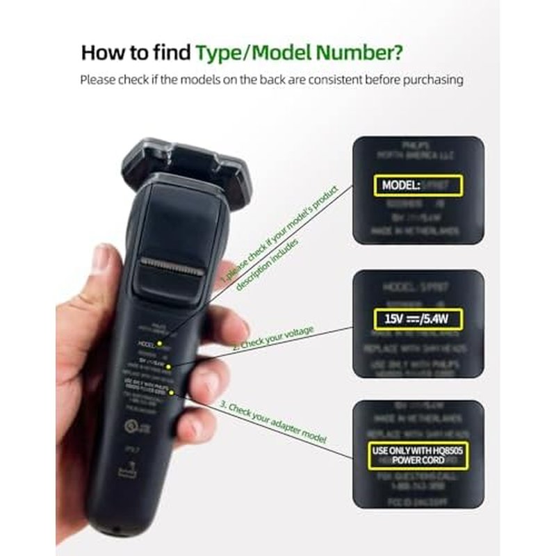 15V 6Ft Charger Cord Fit for Philips Norelco HQ8505 - (Older Model) Series 6000 7000 9000, BG7030 BG7040 BG5025 S9987, Multigroom MG5750 MG7750 MG7790, Fit for Phillips Shaver Electric Razor Trimmer