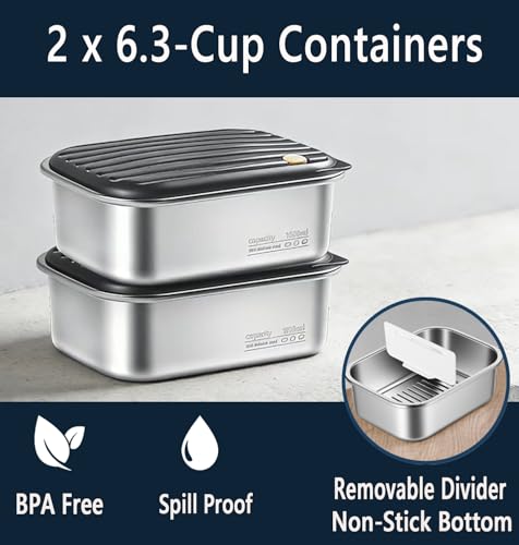 Rhudaky 27000mAh Cordless Heated Lunch Box with Dual 6.3-Cup Containers & XXL Bag - Gray
