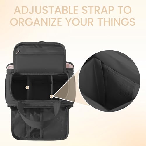 SODEER 11L Large Puffy Waterproof Toiletry Bag for Women Travel Makeup Organizer Black