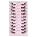 Lashes False Wispy Eyelashes Natural Volume Cat Eye Lash Strips Thick Fake Mink Eyelash Pack Natural Looking Fluffy Full Strip Lashes Set Clear Band Easy Eyelashes for Beginners