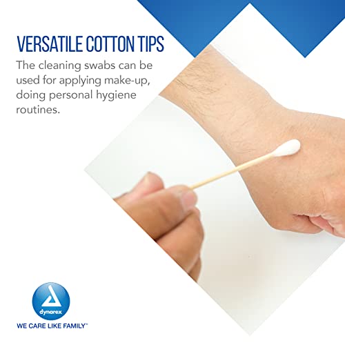 Dynarex 6-Inch Sterile Cotton Tipped Applicators - Single-Use Wooden Cotton Tip Applicators for Wound Care & Dressing, Hygiene, Make Up, Cleaning, Jewelry - 200 Packs x 10 Boxes (Packaging May Vary)