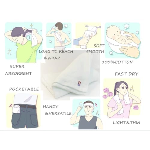 Soft Airy Washcloths 100% Cotton White 13" x 30" Sets of 1, 3, 5 and 10 Towels Made in Imabari Japan (5)