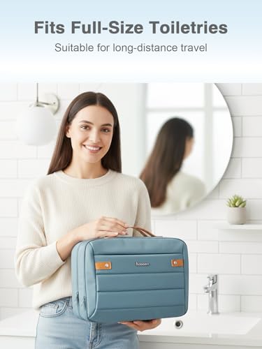 Women's Hanging Toiletry Bag Waterproof Travel Organizer with Jewelry Storage - Large Blue
