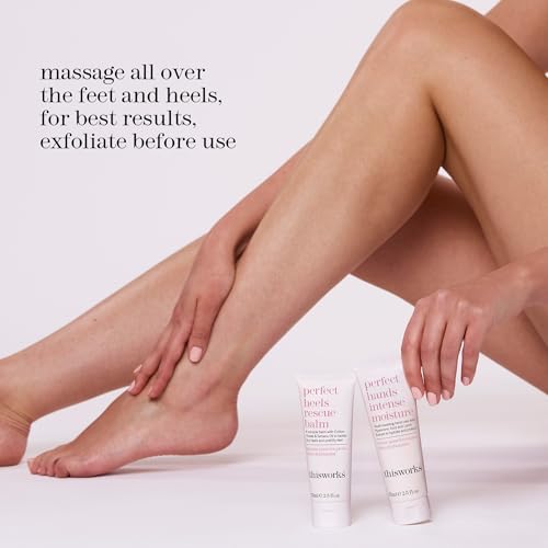 THISWORKS Perfect Heels Rescue Balm: A Natural Vegan Formula to Nourish, Repair and Moisturise with Cotton Thistle, Lemon and Lavender Essential Oils, Silicone Free, 75ml