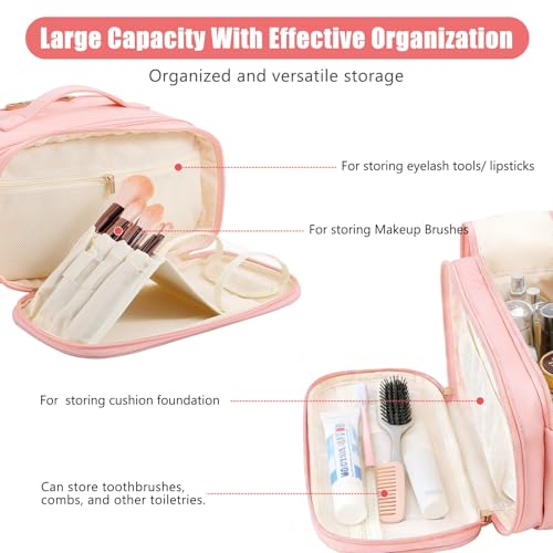 Tools Travel Bag for carrying hair dryer curling iron comb multi-layer hair accessories and tools with Dry Wet Depart Toiletries Travel Organizer(Pink)