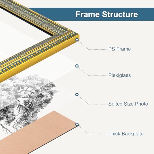 Gold 30x40 Vintage Picture Frame Wall Hanging Gallery Frame - Ornate Poster Frame