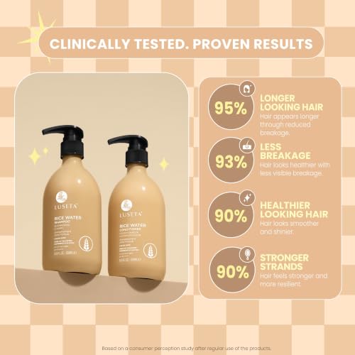 Rice Water Shampoo & Conditioner Set with Biotin - 16.9 Fl Oz Pack of 2
