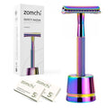 Safety Razor for Women,Safety Razor with 5 Blades,Women Razor with a Delicate Box,Free of Plastic (Stand Style Rainbow Razor)