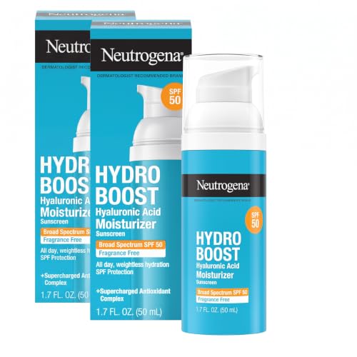 Neutrogena Hydro Boost SPF 50 Face Moisturizer with Hyaluronic Acid, Pack of 2