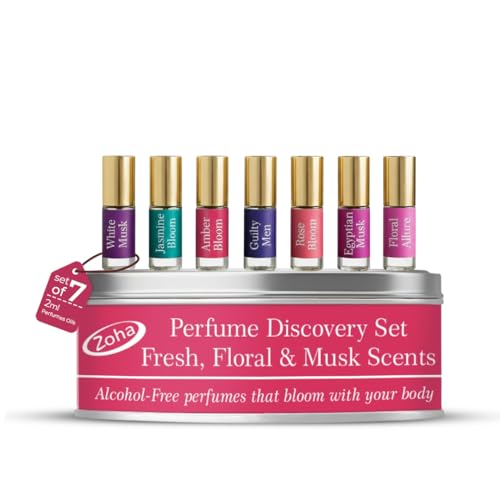 Zoha Perfume Discovery Set - 7 Sample Perfumes with Floral & Musk Scents - 0.48 Fl Oz