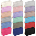 Chunful 18 Pcs Cosmetic Bags Bulk Makeup Bag Set for Women Preppy PU Leather Zipper Small Purse Water Resistant Portable Travel Toiletry Pouch, 18 Colors