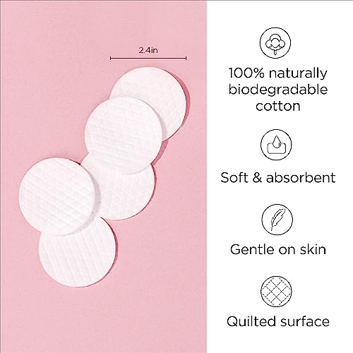 Diane Multi-Layer Cotton Rounds, 300 Count Bulk Pack, 100% Pure Cotton, Premium, Hypoallergenic, Biodegradable, Strong and Durable Makeup and Nail Polish Removal Wipes