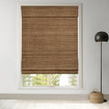 Cordless Bamboo Roman Shades - Highfield Teak, 35x64 Inches, Natural Window Covering - Privacy Variation