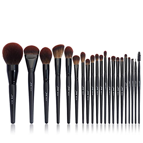 Jessup Professional Makeup Brushes Set Black 21Pcs T271 with Makeup Blender Sponge Red 1Pack SP002