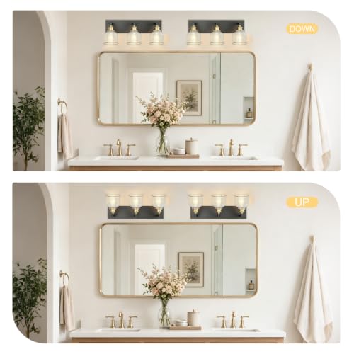 Black and Gold 3-Light Bathroom Vanity Light Fixture - Modern Minimalist Design