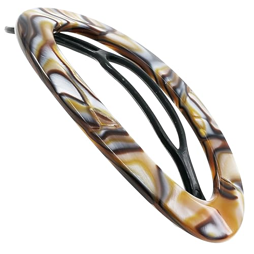 French Hair Barrette Clip Onyx 3x2 Inch Handmade No Slip Strong Hold