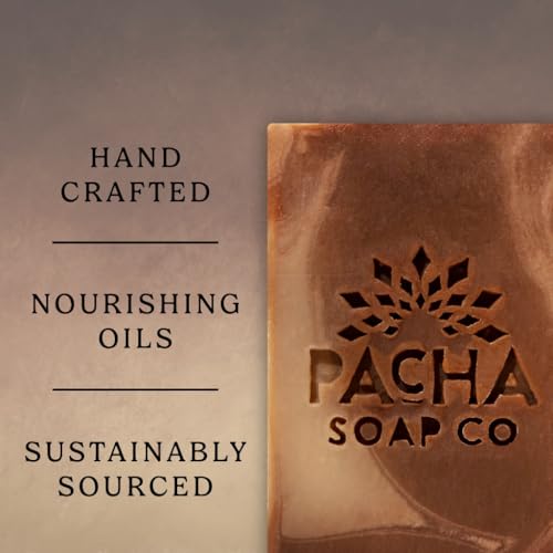 Pacha Soap Co. Caramel & Sea Salt Bar Soap - Roasted Pecans, Coffee & Brown Sugar Scent, Artisan Bar Soap for Hands, Face, and Body, Moisturizing, Handcrafted in the USA, 3-Pack (4 oz ea, 12 oz Total)
