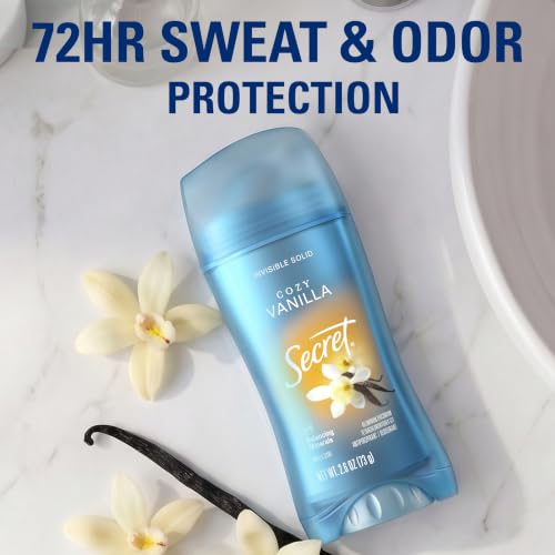 Secret Fresh Antiperspirant Deodorant for Women - Vanilla, 72hr Breathable Solid, Pack of 3 - 2.6 oz