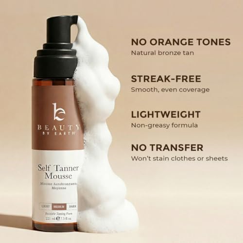 Self Tanner Mousse - Medium to Dark - USA Made Organic 7.5 Fl Oz - Natural Sunless Tan