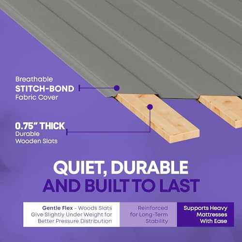 Heavy Duty Wooden Queen Bed Slats Support with Cover - Replacement for Platform Bed Frame
