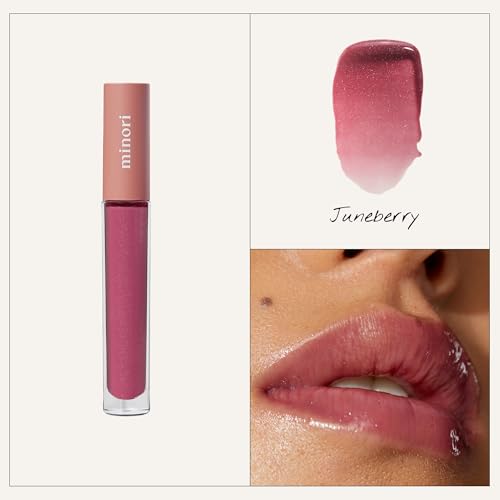 Minori Juneberry Lip Gloss – Hydrating Vegan Lip Shine with Subtle Shimmer, 0.11 fl oz