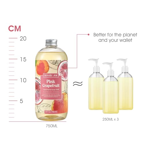 ROMIIE ZOI Pink Grapefruit Liquid Hand Soap Refill 3-Pack, 26 Fl Oz Each