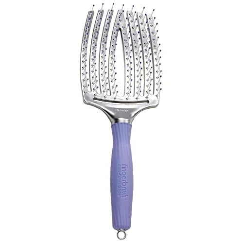 Olivia Garden Fingerbrush Curved and Vented Paddle Brush for Blow Drying - Ideal for Styling and Detangling All Hair Types - Scalp Massager Brush