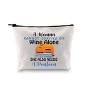 G2TUP Party Life Lover Owner Gift A Woman Cannot Survive On Wine Alone Cosmetic Bag Pontoon Queen Makeup Bag Pontoon Boating Gift (Survive On Wine Alone MB)
