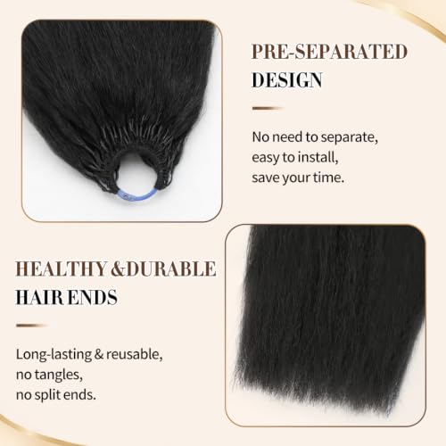 BIAGT Kinky Straight Crochet Human Hair 20 Inch 50g Pre-Fluffed, Tangle-Free Natural Yaki Texture