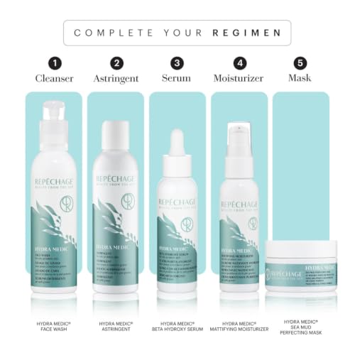 Repechage Hydra Medic Facial Toner for Oily Skin with Green Tea & BHA – Clarifying & Pore-Minimizing, 6 fl oz