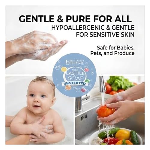Brittanie's Pure Organic Castile Liquid Olive Oil Soap Refill, 1 Gallon Unscented | Face, Body Wash, All Purpose Cleaner, Dishes, Pets, Laundry | Vegan, Biodegradable, Made in USA