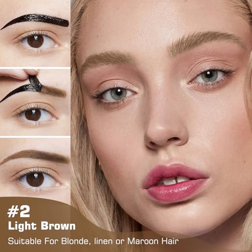 Eyebrow Gel - Peel Off Eyebrow Tint With Eyebrow Stencils, Long-lasting Brow Gel for Strong Hold & Natural Finish, Waterproof Eyebrow Makeup for Fuller & Defined Looking Brows (Warm Brown)