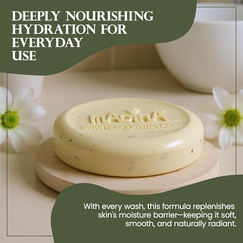 Madina Indian Hemp Vetiver Soap Bar ? Moisturizing, Nourishing, Shea Butter, Oat, Wheat Bran, Gentle Cleanser, 100% Vegetable-Based, For All Skin Types, 6 Pack (3.5 oz Each)