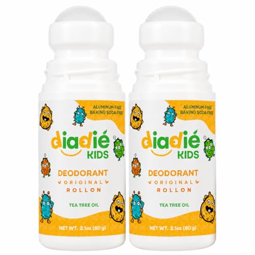 Kids Natural Deodorant Roll-On 2 Pack - Baking Soda & Aluminum Free, Gentle Odor Protection