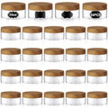 Clear Cosmetic Jars with Dark Wood Lids - 10 oz, Set of 24 - Organize Skincare & Makeup