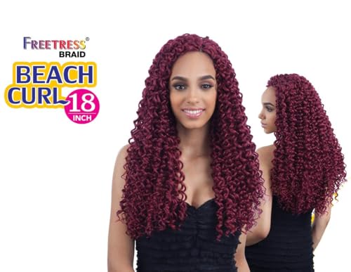 Beach Curl 18 Inch Synthetic Crochet Braid - 4 Pack Off Black with Variation