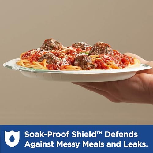 Heavy-Weight Paper Plates 10 Inch Pathways Botanical Design - 500 Count, Compostable, Microwave Safe, Strong & Sturdy