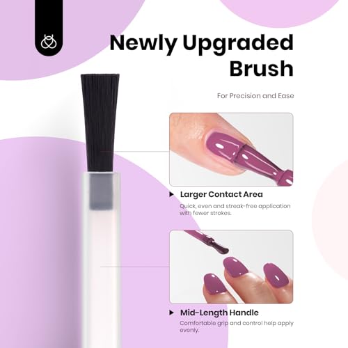 Beetles Hema-Free Gel Polish Set - 6 Colors 15ml Baby Pink Purple Gel Nude Pink Spring Colors Gel Polish Kit Soak Off Uv LED Nail Lamp DIY Home Manicure Salon Serene Afternoon