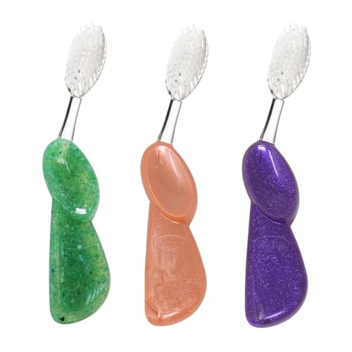 Earth-Friendly Replaceable Head Toothbrush for Right Hand - Coral/Purple/Soda Pack of 3