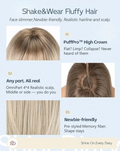 26-Inch Straight Wig with Bangs - High Crown, Realistic Scalp, Voluminous Style - Milk Ash Blond
