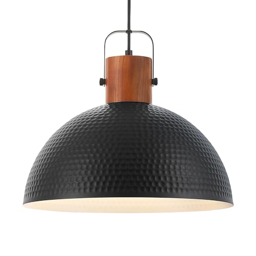 ELYONA Black 16 Inch Ash Wood Pendant Light Fixture Industrial Chandelier