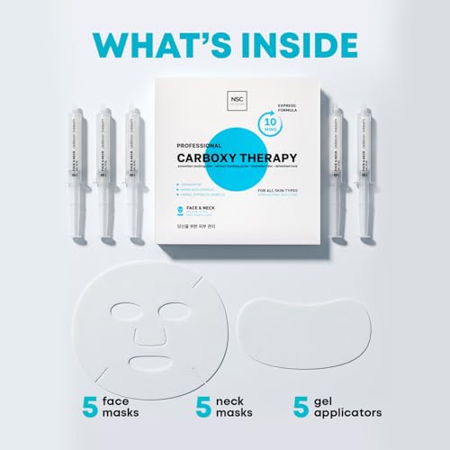 Carboxy CO2 Therapy Face & Neck Mask Set of 5 - Hydrating, Anti-Aging & Pore Tightening