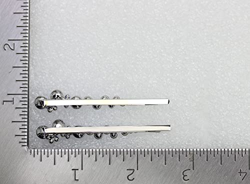 Light Blue Floral Hair Clips Pins - Set of 2 Rhinestone Hair Jewelry