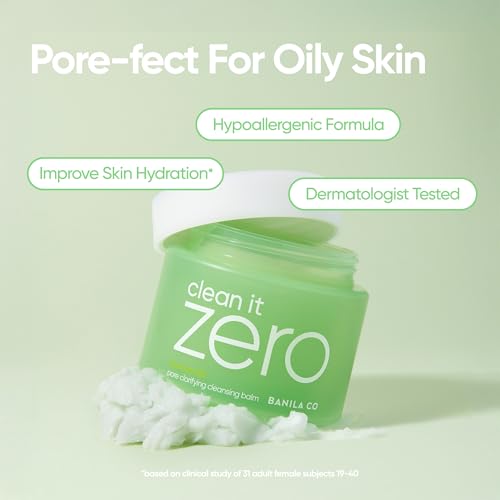 BANILA CO Clean it Zero Pore Clarifying Cleansing Balm | Korean Makeup Remover, Cleansing Oil, Facial Cleanser for Oily and Acne Prone Skin | Vegan | Made with AHA-PHA & Tea Tree (180ml / 6.08 fl.oz)