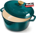 7.5 Qt Enameled Cast Iron Dutch Oven - Heavy-Duty Braiser with Lid, Emerald