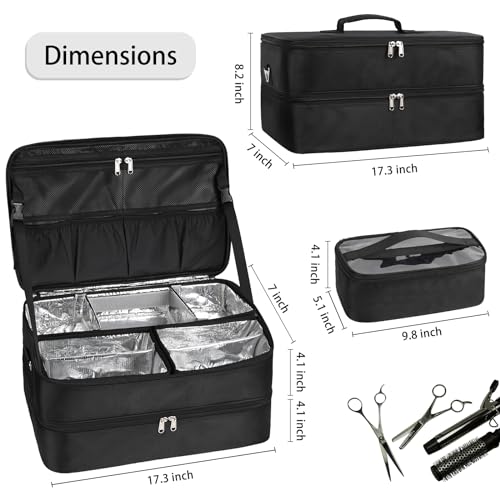 Extra Large Makeup Case, Professional Makeup Train Case for Makeup Artist Traveling Organizer, Double Layer XL Cosmetic Travel Case for Cosmetology with 3 Detachable compartments and 3 Makeup Bags