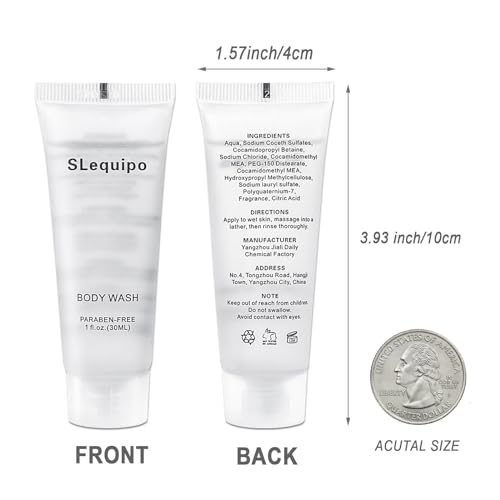 Travel Size Body Wash (1 fl oz, 50 Pack), Refreshing Hotel Body Wash, Mini and Small Size Guest Hotel Toiletries in Bulk